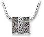Sterling Silver Granulated Square Slide Pendant w/ ID Chain, 16" by Lois Hill
