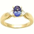 14K Yellow Gold Tanzanite and Diamond Ring