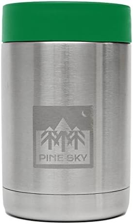 Pine Sky Can Cooler - Double Wall, Vacuum Insulated Can Koozie Keeps Standard Size 12oz Cans and Bottles Ice Cold (Green)