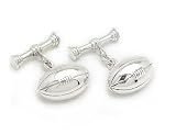 Mens Sterling Silver Football Cuff Links Chain and Bar Cufflinks