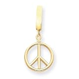 14K 3D Polished Peace Symbol in Circle TummyToy