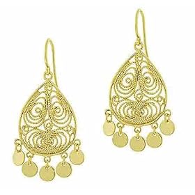 Vermeil (24k Gold over Sterling Silver) Filigree Disc Chandelier Earrings