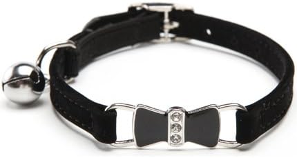 BingPet BA3012 Soft Velvet Safe Cat Adjustable Collar Enamel Bow With Bells