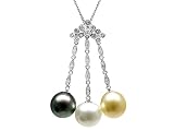 0.29 cts Pearl Pendant - 14kt White Gold LIFETIME WARRANTEE