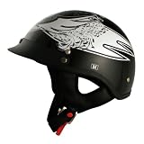 VCAN Awesome Screamer Graphics Gloss Black Large Cruiser Half Helmet