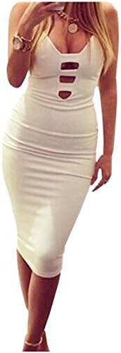 Yizenge Sexy low-cut V-neck Bodycon Party Evening Dresses,Backless Straps dress (M)