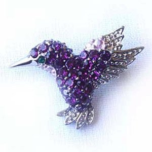 Platinum Plated Swarovski Crystal Hummingbird Design Brooch Pin