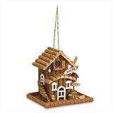 Hanging Country Lodge Wood Birdhouse Bird House Feeder by Jed Mart