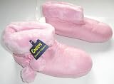 Womens pink warm pom pom lace up boot style slippers % BNIB
