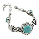 Burnished Silvertone Imitation Turquoise Fashion Bracelet