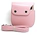 Woodmin Pink PU Leather fuji mini case bag for Fujifilm Instax Mini 8 case + Free Shoulder Strap