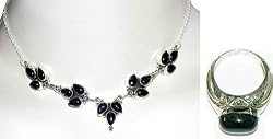 Amethyst Necklace and Ring Set Sterling Silver Jewelry 15 inches