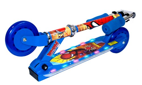  Spiderman 2 Wheel Street Flyers Folding Scooter with Flashing Lights (Blue)
