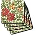 Retro 50s Christmas Red Poinsettias and Ornaments - Set Of 8 Coasters - Soft