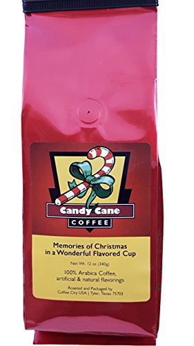 Christmas Blend Whole Bean Coffee 100% Arabica Seasonal Flavored Selection, Candy Cane, Mistletoe Magic, Eggnog, Yuletide Tradition, Home For The Holidays. From Coffee City USA (Candy Cane)