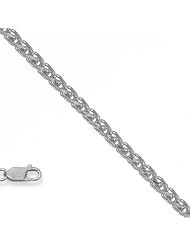 14k Solid White Gold 1.2 mm (3/64 Inch) Round Wheat Chain 30" w/ Lobster Claw Clasp