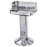 Grill Edelstahl Säulengrill Standgrill Rechteckig Gartengrill Holzkohle #925
