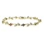 18K Gold over Sterling Silver Ruby, Sapphire, & Emerald Diamond Accent Flower Bracelet