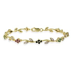 Buy 18K Gold over Sterling Silver Ruby, Sapphire, and Emerald Diamond Accent Flower Bracelet by SilverSpeck.com