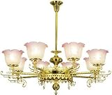 Louisville 8 Light Gas Chandelier With 4 Fitters in Polished Brass.
