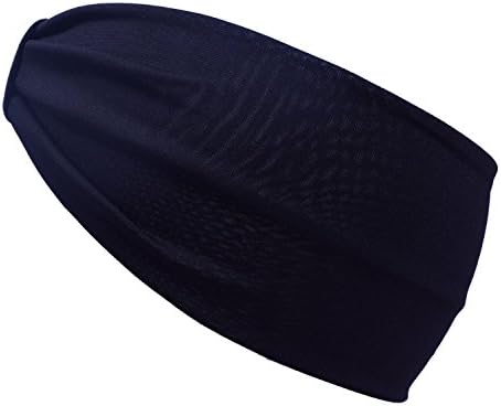 BNSE Fashion Wide Headbands Solid Color Headwear for Sports,Yoga, Exercise or Travel.Comfortable and Soft Solid Color Moisture Wicking Sweatband Black