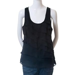 Buy 21 Wavy Tier Sleeveless Satin Top Black