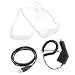 GTMax Rapid Car Charger + USB Data Cable + Crystal Clear Hard Cover Case for Verizon Motorola Entice W766