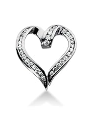 14K Gold Channel set Diamond Heart Pendant (1.09 cttw, F - G Color, SI2 Clarity)