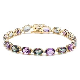 Yellow Gold Mystic Topaz and Amethyst Bracelet