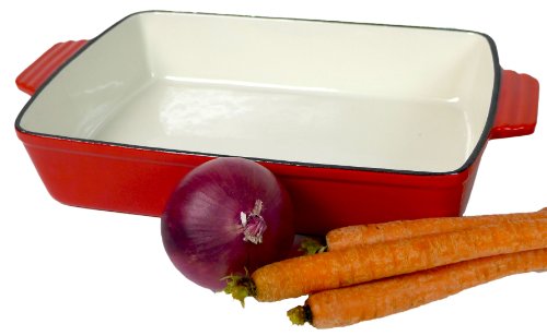 Spiceberry Cast-Iron Enamel Casserole Dish (Also known as a Lasagna or Gratin Dish) 13x9-Inch Flame Red