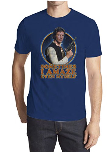 Star Wars Hans Solo I Amaze Myself Mens Navy T-shirt L