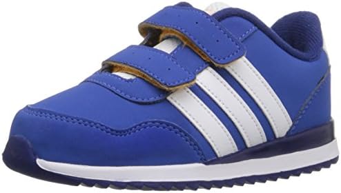 adidas Performance Boys' V Jog Cmf Inf Sneaker, Blue/White/Neon Orange, 3 M US Infant
