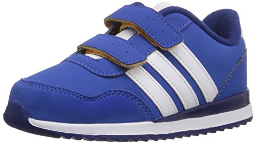 adidas Performance Boys' V Jog Cmf Inf Sneaker, Blue/White/Neon Orange, 3 M US Infant