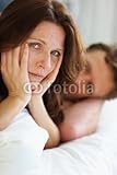 Wallmonkeys Peel and Stick Wall Decals - Closeup of an Unhappy Woman Lying besides Husband in Bed - 60