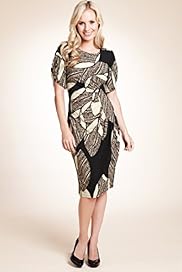 Petite Large Leaf Print Slinky Dress