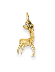 14k Yellow Gold Polished Open-Backed Deer Charm