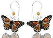 925 Silver & Swarovski Crystal Cloisonne Orange Monarch Butterfly Earrings - Bamboo Gift Box