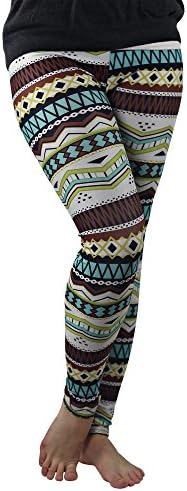 Puka Pants One Size Printed Stretch Leggings for Women - High Quality (Turquoise/Brown)