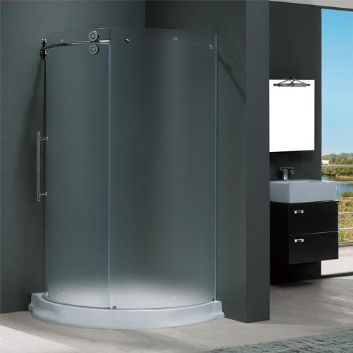Vigo Industries VG6031CHMT36WL Frameless Round Frosted Enclosure, Chrome