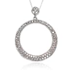 SAVE $100.01 - 14k White Gold, Pave Diamond Circle Pendant (.33 cttw, G-H Color, I1 Clarity) $499.99