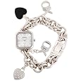 XOXO Women's XO7026 Silver Dial Silver-tone Charm Bracelet Watch