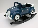 Toys : 35" Long Blue Rocking Car with White Wheels/Lamps/Mirrors and Hood