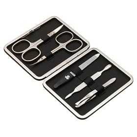 Wusthof Trident 9033 5-Tool Manicure Set in Hard Leather Case, Black