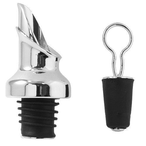 Prodyne Chrome Wine Bottle Pourer and Stopper Combination