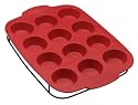 KitchenAid Silicone Red 12-Cup Muffin Pan with Sled