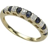 14K Yellow Gold Channel Set Round Sapphire & Diamond Band Ring