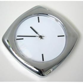 CHROME METAL DIAMOND WALL CLOCK 9" STAINLESS STEEL-yyy