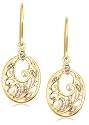 Yellow Gold Overlay Sterling Silver Diamond Accent Dangle Earrings