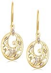 Yellow Gold Overlay Sterling Silver Diamond Accent Dangle Earrings 