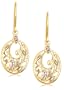 Yellow Gold Plated Sterling Silver Diamond Accent Floral Dangle Earrings